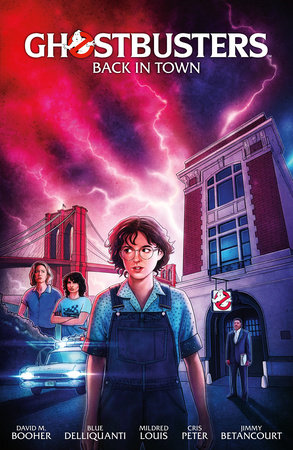 Ghostbusters Volume 1: Back in Town by Written by David M. Booher, art by Blue Delliquanti, Colors by Mildred Louis and Cris Peter, letters by Jimmy Betancourt, Sensitivity Reading by Ronan Sadler