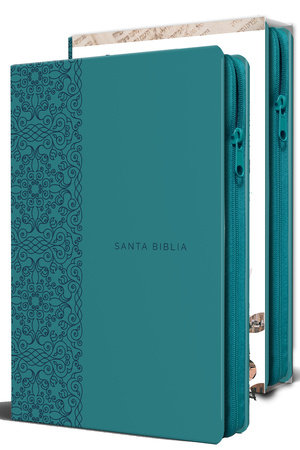 Biblia Reina Valera 1960 letra grande. Símil piel aguamarina, cremallera, tamaño manual/Spanish Bible RVR 1960. Handy Size, Large Print, Leathersoft Aqua, by Reina Valera Revisada 1960