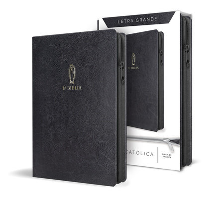 La Biblia Católica letra y tamaño grande. Símil piel negra, cremallera / Catholic Bible in spanish Black Leathersoft with Zipper by Biblia de América
