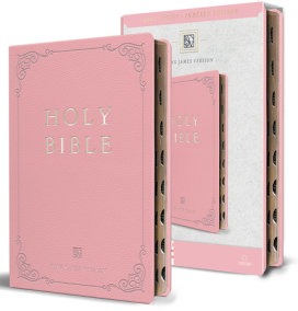 KJV Holy Bible, Giant Print Thinline Large format, Pink Premium Imitation Leathe r with Ribbon Marker, Red Letter, and Thumb Index 