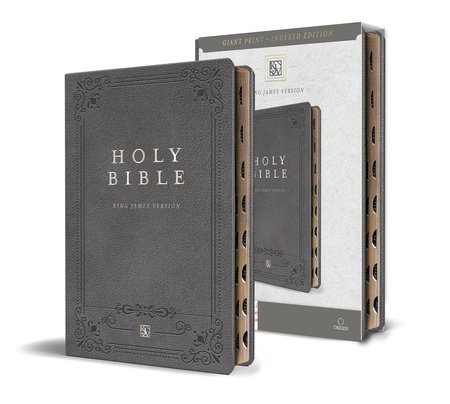 KJV Holy Bible, Giant Print Thinline Large format, Gray Premium Imitation Leathe r with Ribbon Marker, Red Letter, and Thumb Index by KING JAMES VERSION