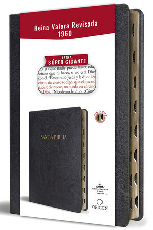 Biblia Reina Valera Revisada 1960 letra súper gigante, símil piel negro con índice / Spanish Bible RVR 1960 Super Giant Print, Black Leathersoft w/ thumb by Reina Valera Revisada 1960
