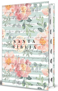 Biblia Reina Valera 1960 letra grande, tamaño manual con índice, tapa dura rosas rosadas / Spanish Bible RVR 1960 Handy Size Large Print HC with Thumb Index