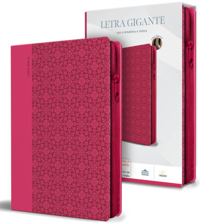 Biblia Reina Valera letra gigante, símil piel rosada con cremallera e índice / Spanish Bible Reina Valera Giant Print, Pink Leathersoft with Zipper and Index by Reina Valera 1909
