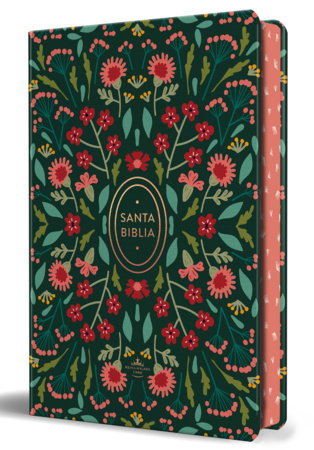 Santa Biblia RVR 1960 letra grande tamaño manual, tapa dura verde con flores rosadas / Spanish Bible RVR 1960 Handy Size Large Print Green HC with Pink by Reina Valera Revisada 1960