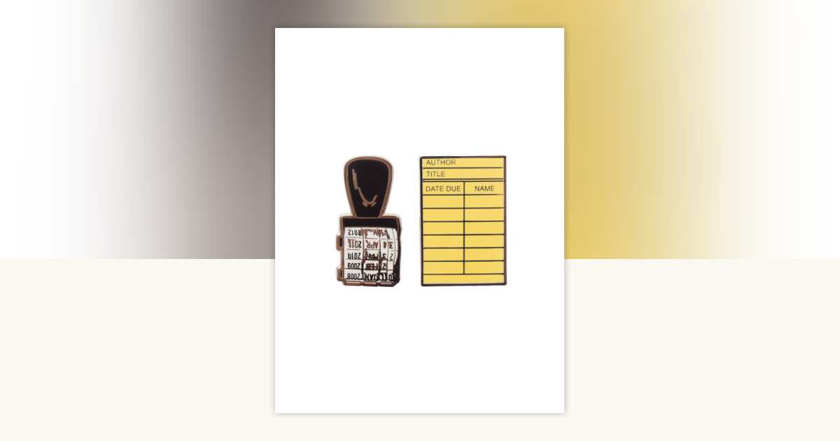 Library Card and Stamp Enamel Pin Set - Pin Set of 2 by Out of Print ...